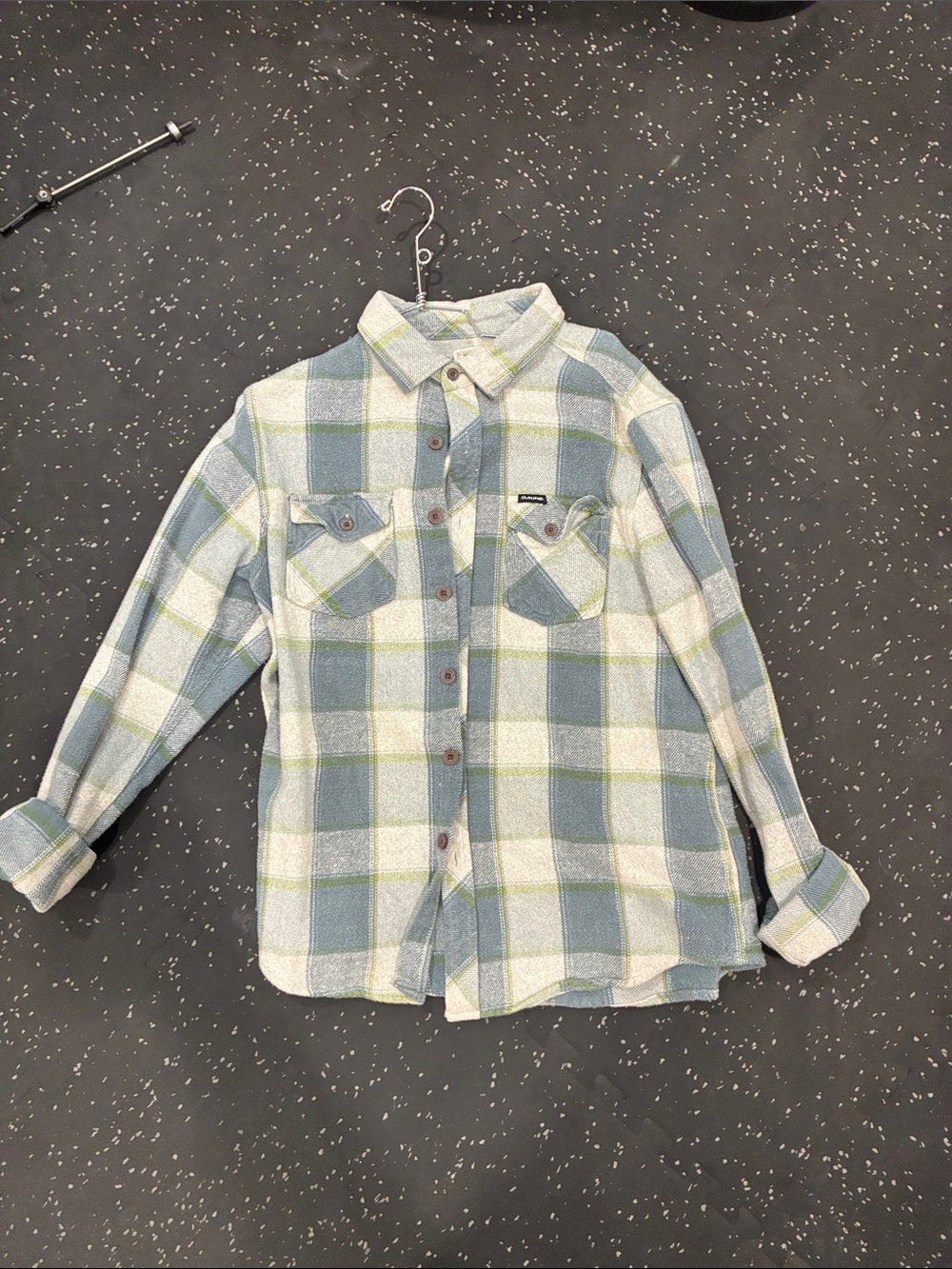 Dakine Kids Plaid Button-Down Shirt in Blue, Cream & Green